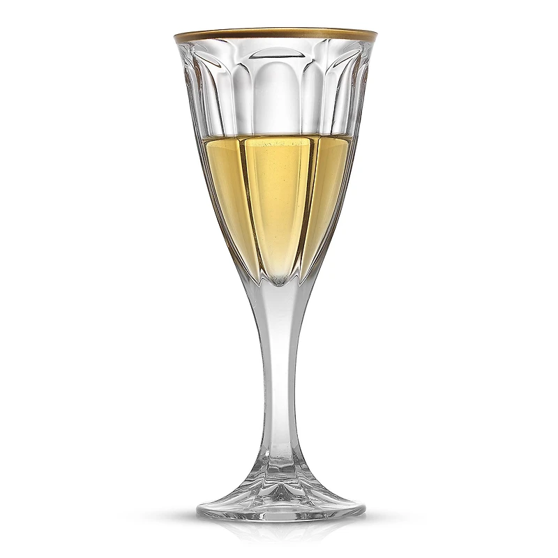 JoyJolt® 6oz. Gold Rimmed Windsor Crystal White Wine Glasses, 2ct.