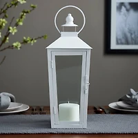 15.7" White Metal Lantern by Ashland®