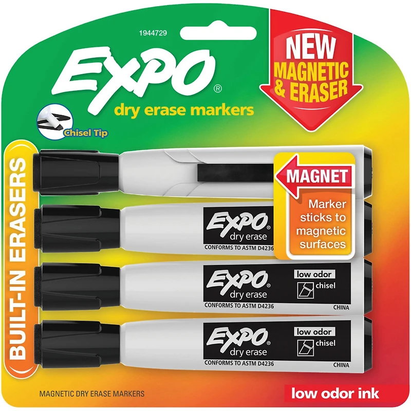 Expo® Black Magnetic Dry Erase Chisel Marker & Eraser Set