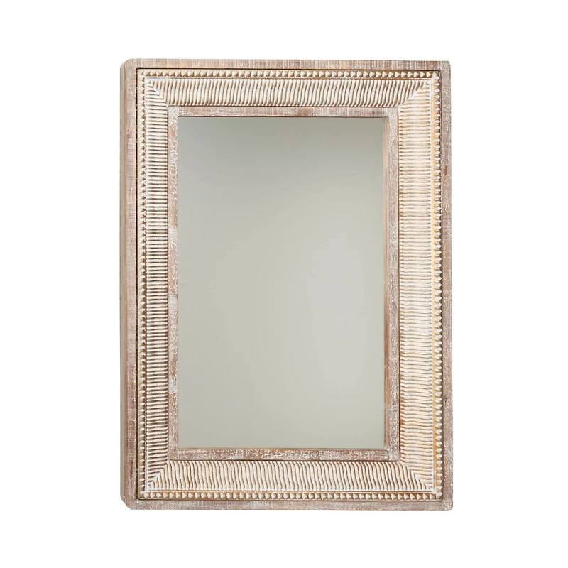 43" Brown Farmhouse Metal Wall Mirror