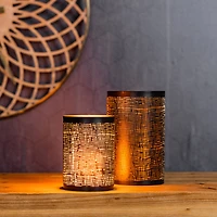 Black Tapered Punched Metal Candle Holder Set, 5" & 6"