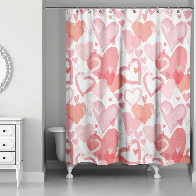 Heart Cluster Pattern 71" x 74" Shower Curtain