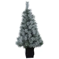 4ft. Pre-Lit Snowy Mountain Pine Artificial Christmas Tree, Blue LED Lights