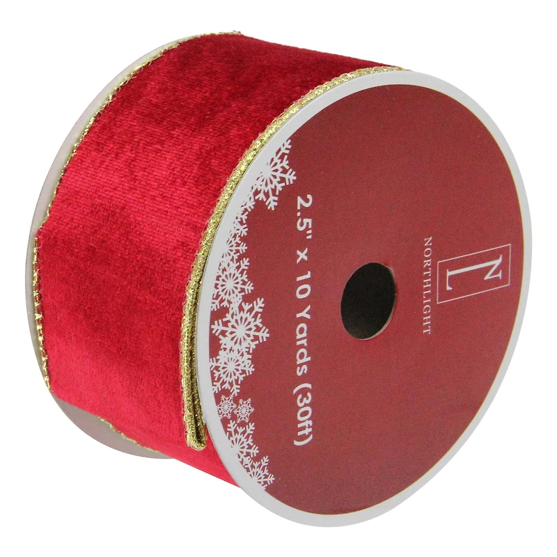2.5" x 10yd. Solid Bright Red Wired Christmas Craft Ribbon Spools, 12ct.