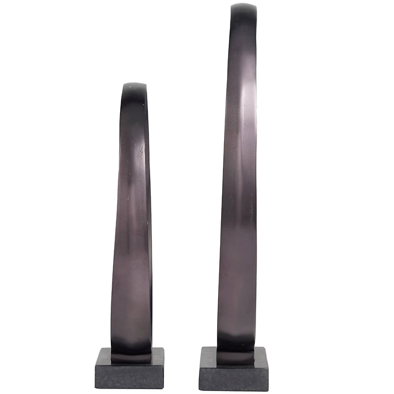 Contemporary Dark Gray Open Circle Sculpture Set