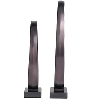 Contemporary Dark Gray Open Circle Sculpture Set