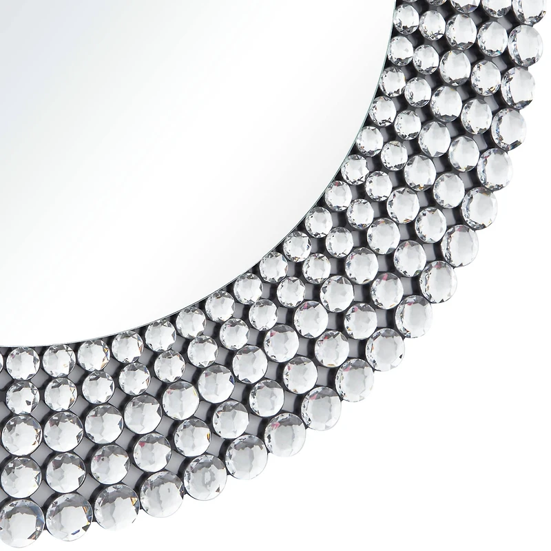 Silver Glass Starburst Wall Mirror with Crystal Embellishment 36" x 1" x 36"