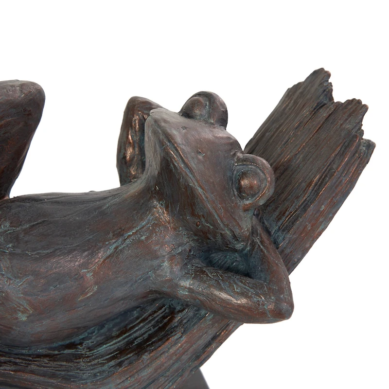 16" Bronze Frog Patina Relaxing Sculpture