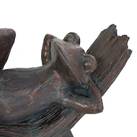 16" Bronze Frog Patina Relaxing Sculpture