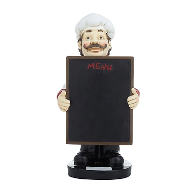 13" Polystone Chef with Black Chalkboard Sign