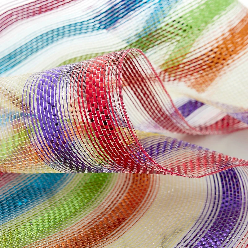 10" x 6.3yd. Rainbow Striped Mesh by Celebrate It®