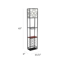 Elegant Designs™ 5ft. Black Organizer Storage Shelf and Wine Rack Floor Lamp