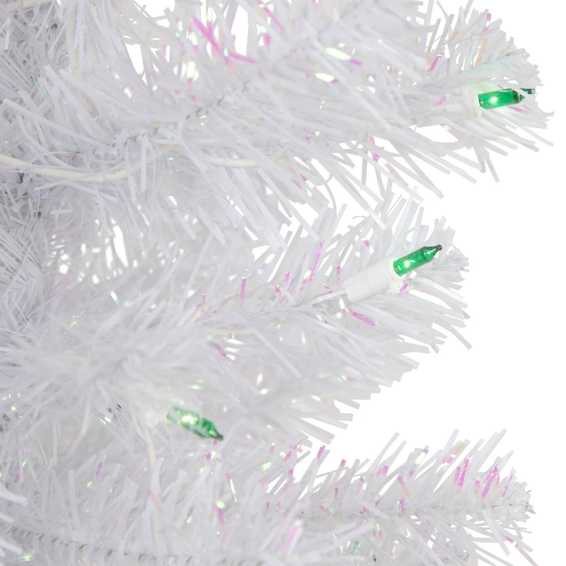 4ft. Pre-Lit White Rockport Pine Artificial Christmas Tree, Green Lights
