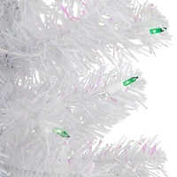 4ft. Pre-Lit White Rockport Pine Artificial Christmas Tree, Green Lights