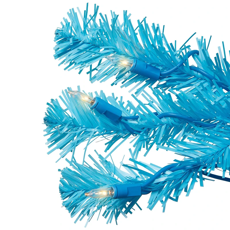 6ft. Pre-Lit Medium Sky Blue Pine Artificial Christmas Tree, Clear Lights