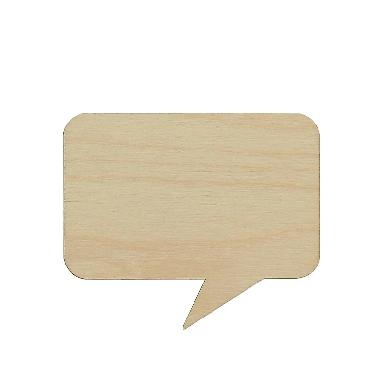 Essentials by Leisure Arts 24 Pack 3.75" x 3.13" Rectangle Thought Bubble Flat Wood Shape