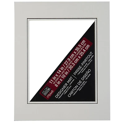 11" x 14" White with Black Core Double Mat by Studio Décor®, 8" x 10" Opening Size