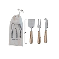 Hello Honey® Stainless Steel Charcuterie Knife Set with Rattan Wrapped Handles