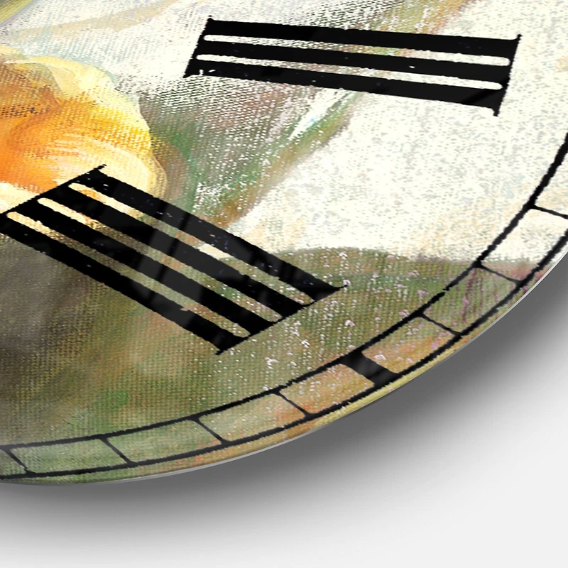 Designart 'Parrot Tulips I On Ivory Farmhouse Wall Clock