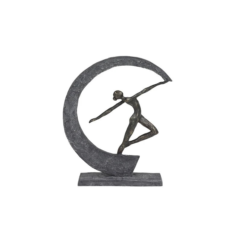 Grey Resin Modern Sculpture, Dancer 15" x 12" x 3"
