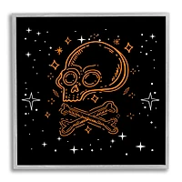 Stupell Industries Skull Crossbones Halloween Stars Framed Giclée Wall Art