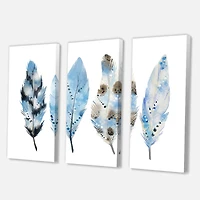 Designart - Blue Boho Feathers I