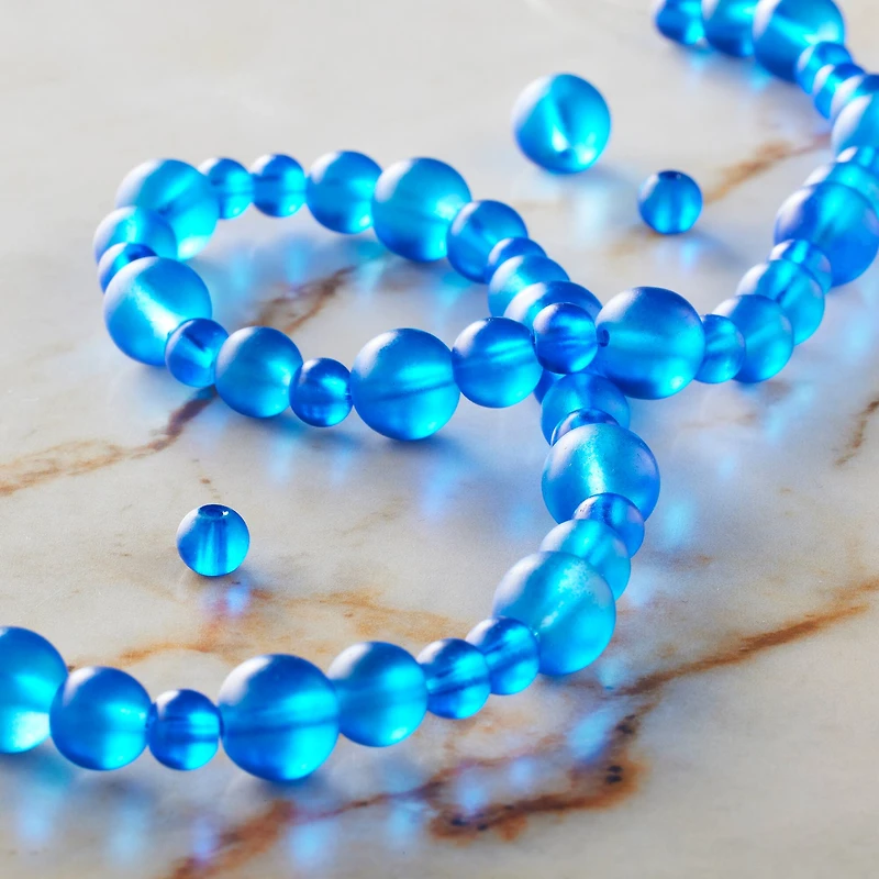 Blue Matte Glass Round Beads by Bead Landing™