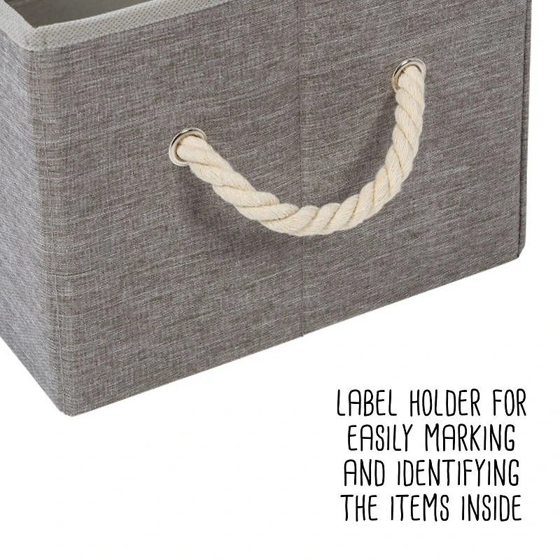 Honey Can Do Heather Gray Large Fabric Storage Bins with Handles, 3ct.