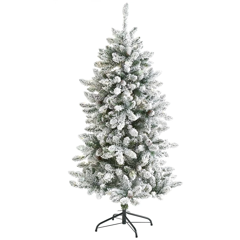 5ft. Unlit Flocked Livingston Fir Artificial Christmas Tree with Pine Cones