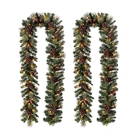 Glitzhome® 9ft. Pre-Lit Glittery Pinecone Christmas Garland with Timer, 2ct.