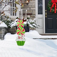 Glitzhome® 3ft. Metal Peppermint & Cupcake Yard Stake
