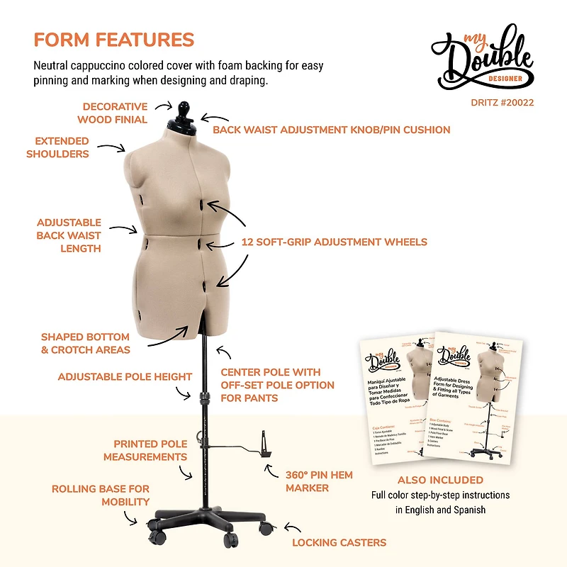 Dritz® My Double Designer Medium Dress Form with Adjustable Tri-Pod Stand