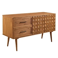 Walker Edison 58" Caramel Solid Wood 2-Drawer Prism Sideboard