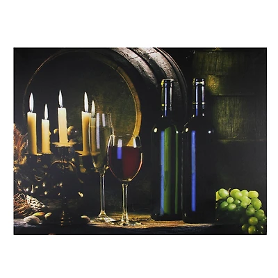 LED Flickering Candles & Wine Canvas Wall Art