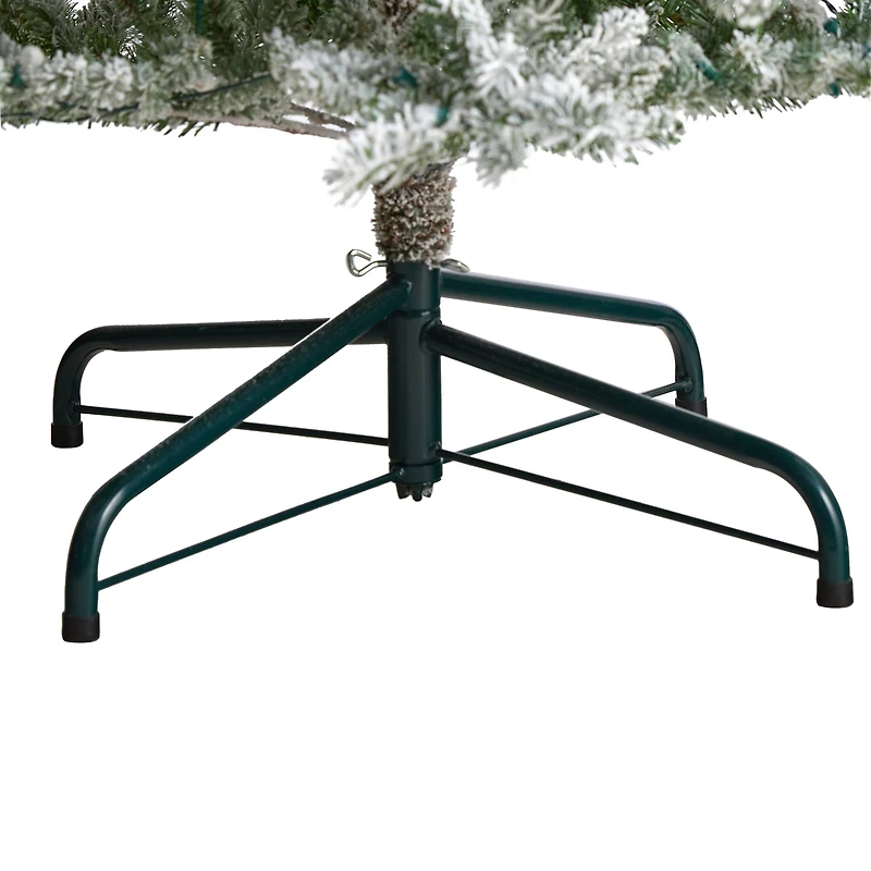 9.5ft. Pre-Lit Slim Flocked Nova Scotia Spruce Artificial Christmas Tree, White LED Lights