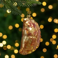 5" Golden Glittered Pierogi Glass Ornament