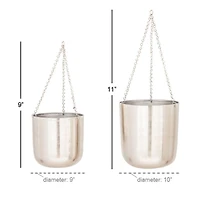Silver Metal Glam Hanging Planter Set