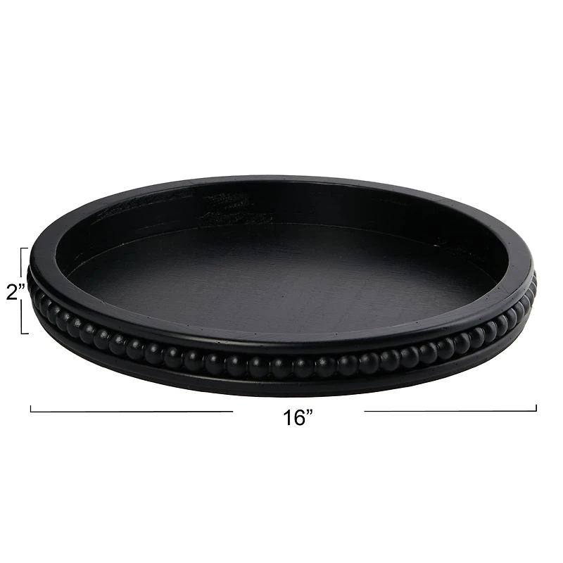 Hello Honey® 16" Decorative Round Wood Tray with Hobnail Edge