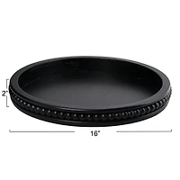 Hello Honey® 16" Decorative Round Wood Tray with Hobnail Edge
