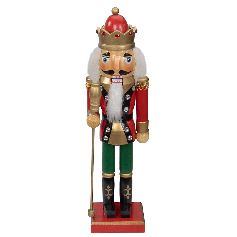 14" Wooden Nutcracker King with Scepter