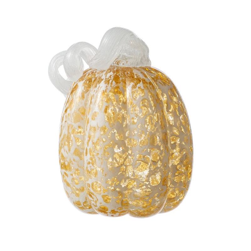 Glitzhome® Amber Dots Fall Pumpkin Glass Tabletop Accent