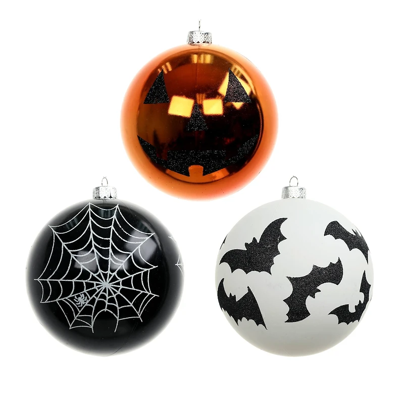 4.75" Orange, Black & White Plastic Ball Ornament Set by Ashland®