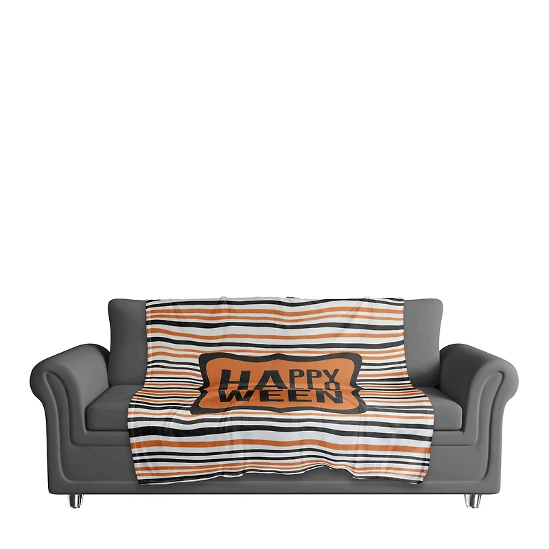 Happy Halloween Stripes Throw