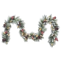 Santa's Workshop 9ft. Pre-Lit Glitter Mixed Garland