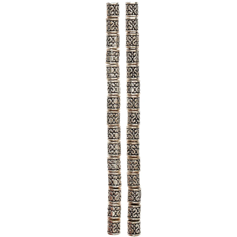 12 Pack:  Antique Silver Tube Beads, 6mm by Bead Landing™