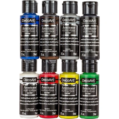 Americana® 8 Color Multi-Surface Satin Acrylic Paint Bundle
