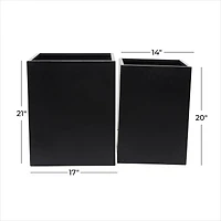 Black Modern Planter, Set of 2" 18", 14"