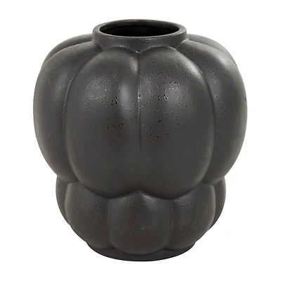 11" Black Ceramic Wide Bubble Inspired Vase