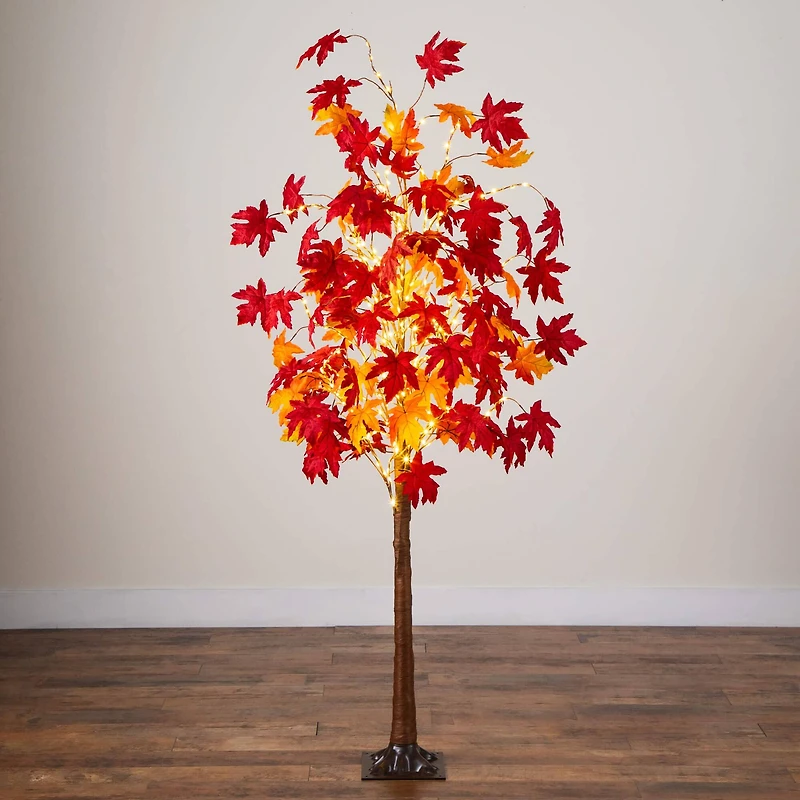 6ft. Pre-Lit Autumn Weeping Maple Artificial Fall Tree with 300 Warm White LED Lights