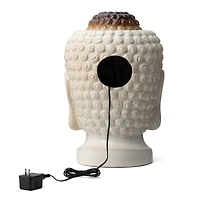 Glitzhome® 18.75" Zen-Style LED Buddha Head Ceramic Outdoor Fountain